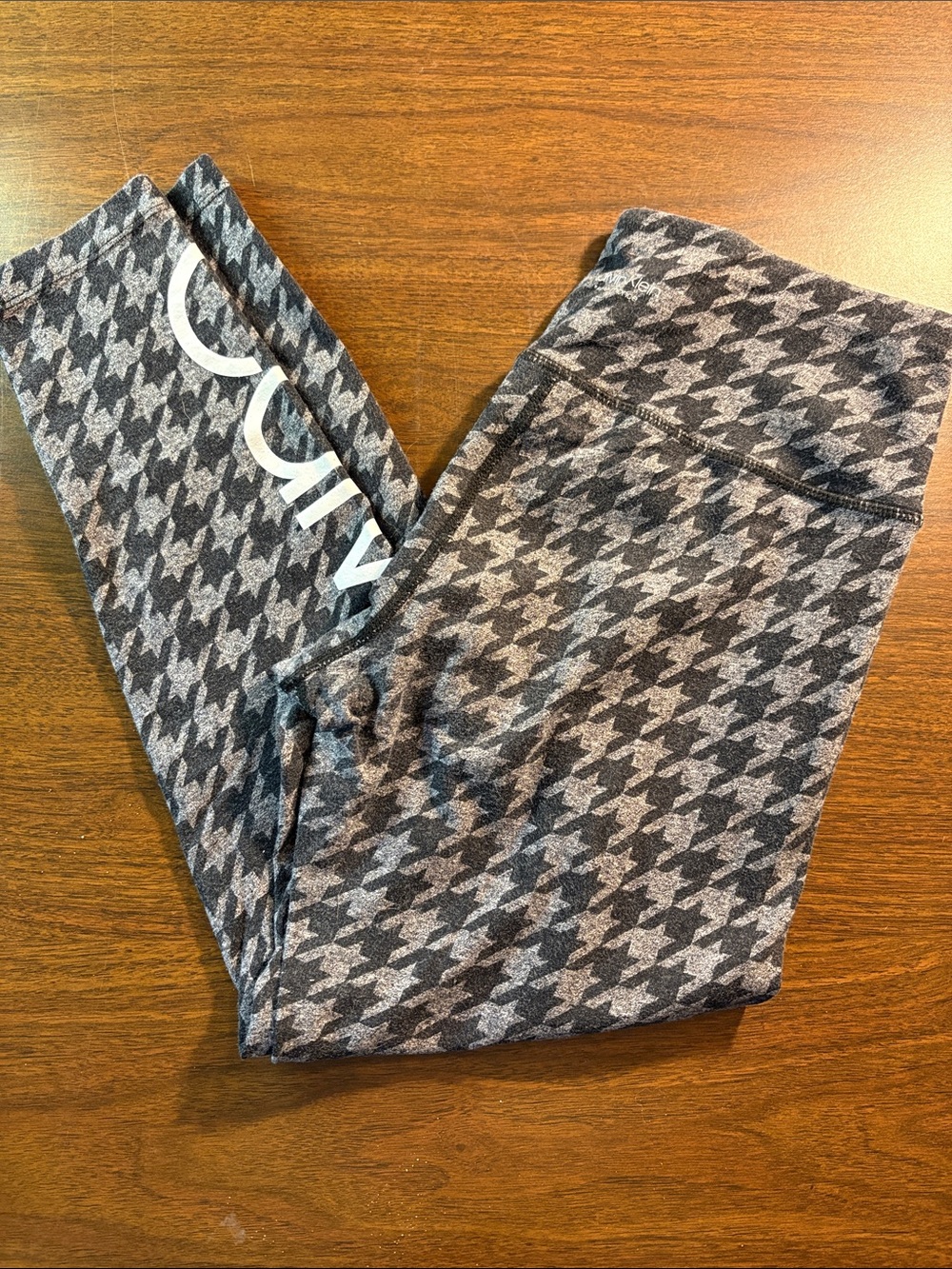 Calvin Klein Gray Houndstooth Leggings with Logo Detail
